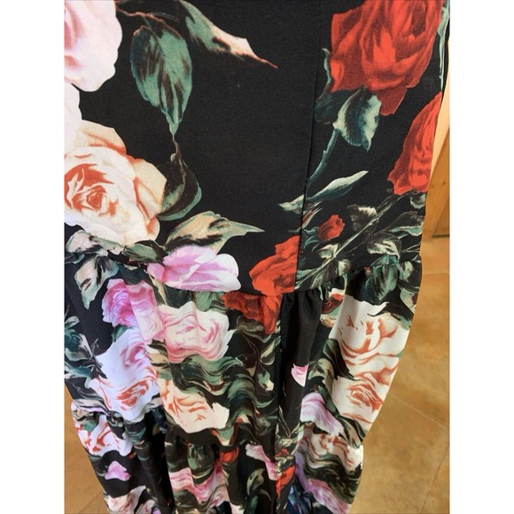 Maxi Skirt Dark Floral Paneled Sz S/M Festivals Fairy Rose Boho Hippie 70’s - Picture 4 of 8